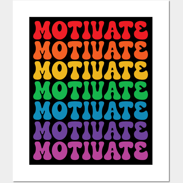 Retro Rainbow Repeat Typography Motivate Wall Art by Inspire Enclave